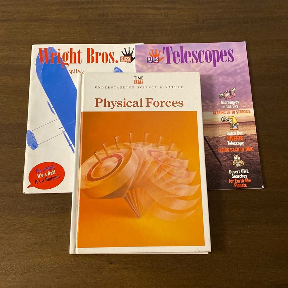 Kids Discover Telescopes and Wright Brothers and Time Life Physical Forces Books